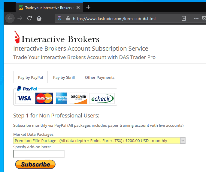 Plataforma Das Trader Pro en Interactive Brokers