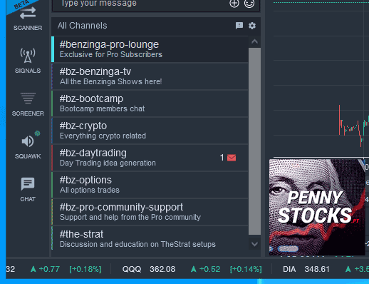 Chatroom Benzinga Pro
