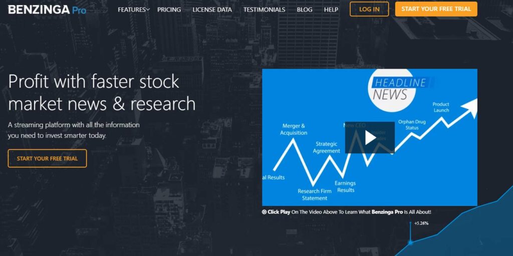 Sitio web de BENZINGA PRO