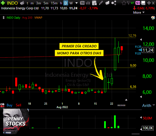 Ejemplo acciones $INDO