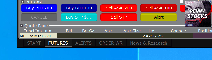 Pestañas disponibles en la plataforma TWS